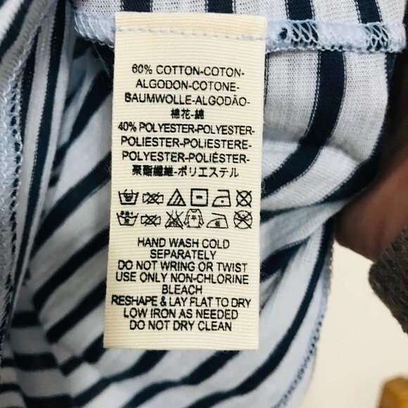 Free People blue top  Night Sky Stripe Knit Mock neck short sleeve tee size XS - Picture 6 of 8